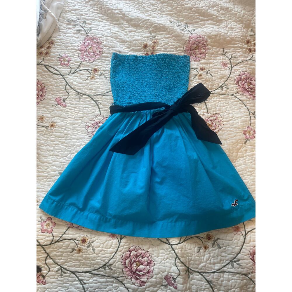 (Sold)vintage y2k hollister blue strapless dress with belt